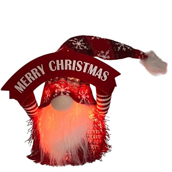 Merry Christmas Santa Gnome Lighted Sings Shakes Hat New In Box - Picture 2 of 16